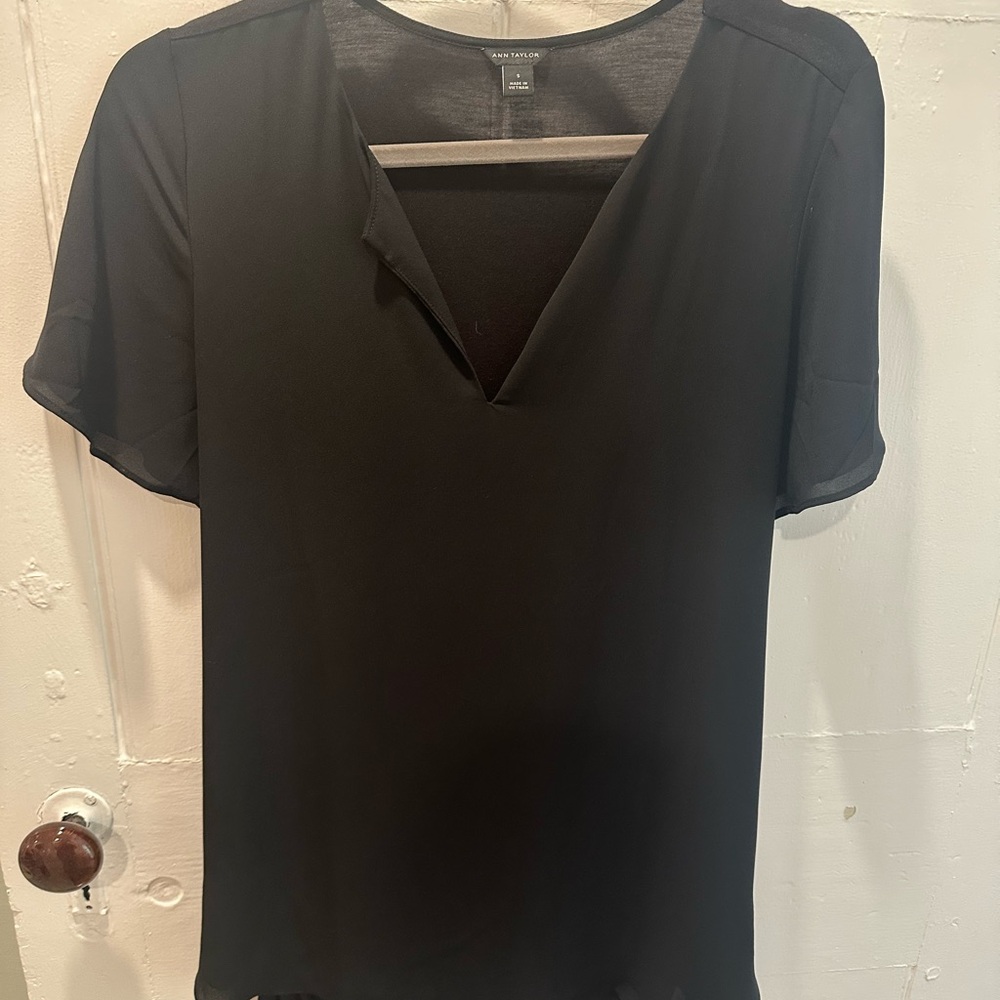Ann Taylor Black V-Neck Blouse